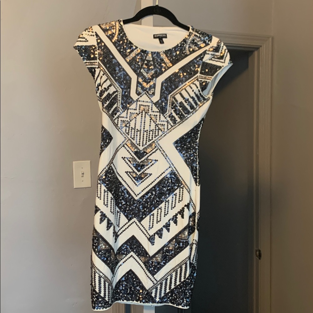 Express Art Deco Sequin Dress